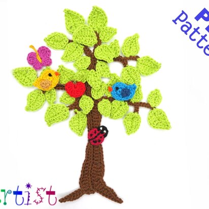 Tree set crochet applique pattern
