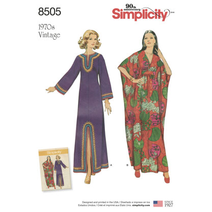 Simplicity Misses' Vintage Caftans 8505 - Paper Pattern, Size A (S-M-L)