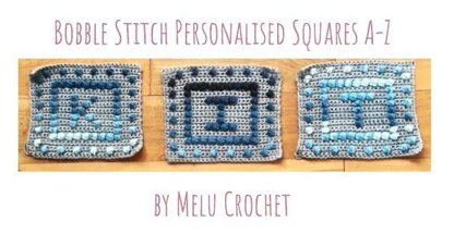 Bobble Stitch Personalised Squares A-Z US by Melu Crochet