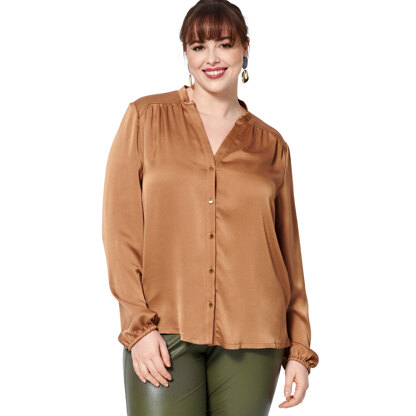 Burda Style Misses' Blouse with Shoulder Yoke and Stand Collar B5965 - Sewing Pattern