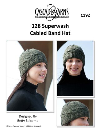 Cabled Band Hat in Cascade Yarns 128 Superwash - C192 - Downloadable PDF