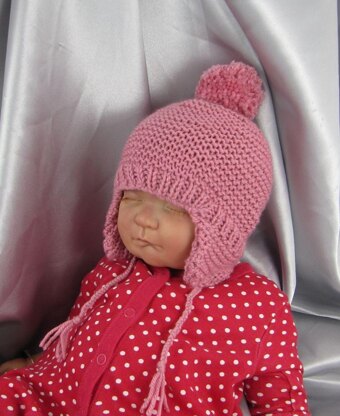 Baby Bobble Garter Stitch Trapper Hat