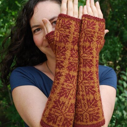 Maple Fall Fingerless Gloves - knitting pattern