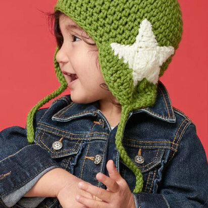 Star Earflap Hat in Caron United - Downloadable PDF