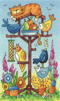 Heritage Bird Table, 14 count Aida Cross Stitch Kit - 12cm x 19cm