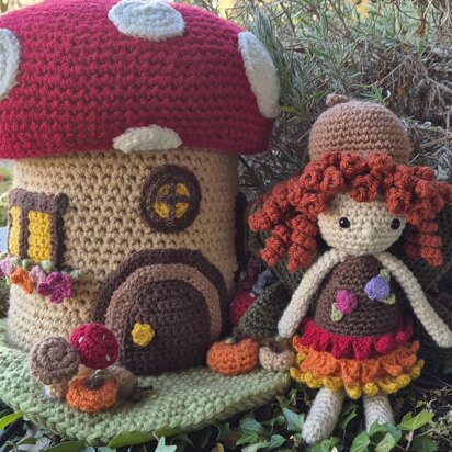 Mushroom House Home Autumn Fall Fairy Crochet Amigurumi