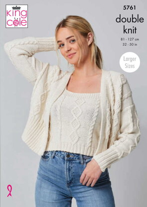 Top and Cardigan Knitted in King Cole Cottonsoft DK - 5761 - Downloadable PDF