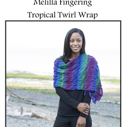 Tropical Twirl Wrap in Cascade Yarns Melilla Fingering - FW260 - Downloadable PDF