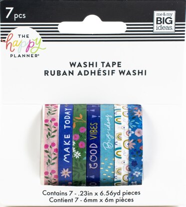 Happy Planner Washi Tape 6mm/6.5yd Each 7/Pkg - Squad Goals