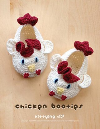 Chicken Rooster Cock Baby Booties by KittyingCrochetPattern