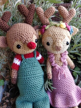 Renata and Rudolph Reindeer Doll Crochet Amigurumi Christmas