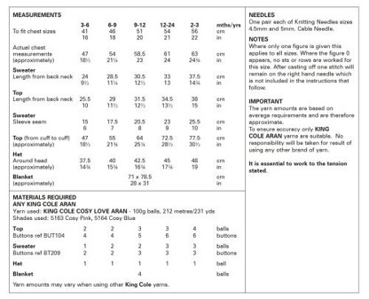 Top, Sweater, Hat, & Blanket in King Cole Cosy Love Aran - P6047 - Leaflet