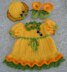 Daffodil Yellow Baby Dress, Booties & Hat