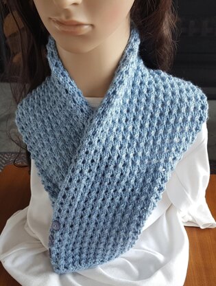 Nina - lace stitch buttoned neck scarf