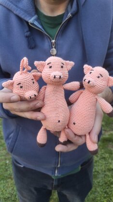 3 in 1 Pig Keychain Amigurumi