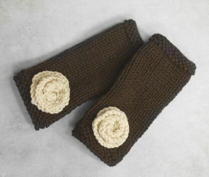 Knit Flower Wrist Warmers