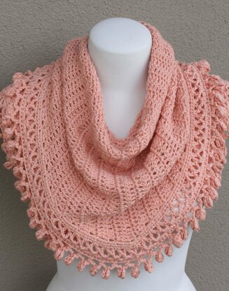 Peach Pom-Pom Shawl