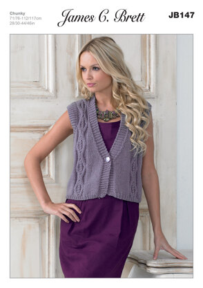 Ladies' Waistcoat in James C. Brett Chunky with Merino - JB147