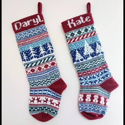 Personalised Fairisle Nordic Christmas Stockings - 2 x designs