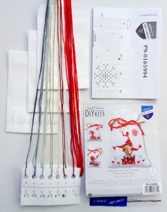 Vervaco Pot-Pourri Bags - Christmas Gnomes Cross Stitch Kit (3 pcs) - 8cm x 12cm