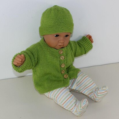 Baby Onepiece Cardigan and Beanie Hat