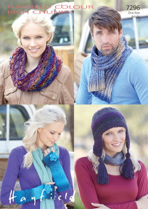 Snood, Scarf, Wristwarmers and Hat in Hayfield Colour Rich Chunky - 7296 - Downloadable PDF