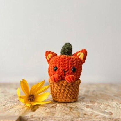 Cupcake pumpkin cat crochet pattern, PDF, amigurumi halloween pattern