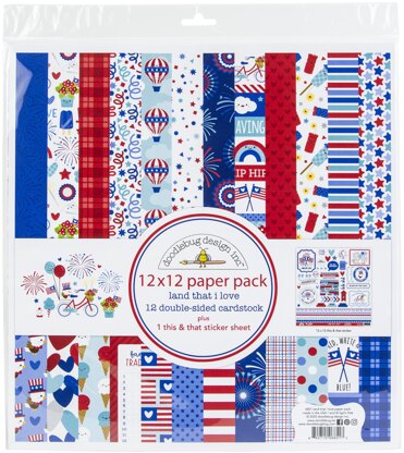 Doodlebug Double-Sided Paper Pack 12"X12" 12/Pkg - Land That I Love