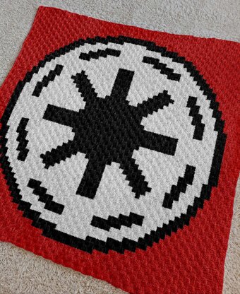 C2C Galactic Republic Throw Star Wars Red Black Intarsia Crochet Pattern