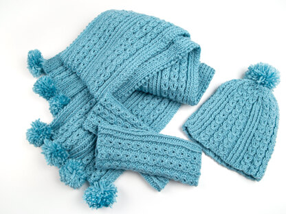 Wrist Warmers, Hat and Scarf in Deramores Studio Aran Acrylic - Downloadable PDF