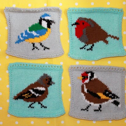 Garden Birds Intarsia Squares