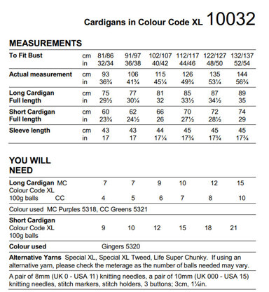 Cardigans in Stylecraft Colour Code XL - 10032 - Downloadable PDF