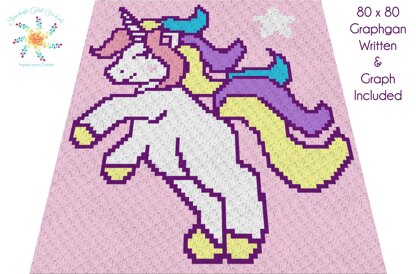 Magic Star Unicorn C2C Graph - Written Pattern Crochet pattern by