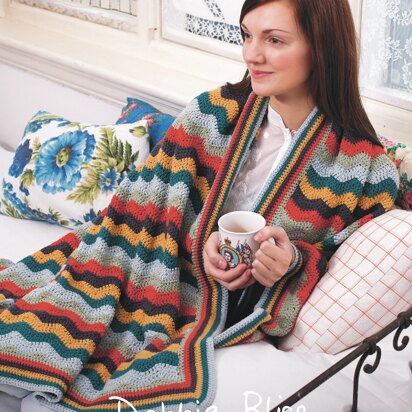 "Stripy Wave Throw" - Throw Crochet Pattern For Home in Debbie Bliss Rialto DK - DBS063