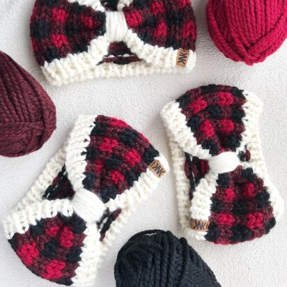 Plaid Bow Ear Warmer