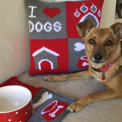 Dog Daft Cushion and Bowl Mat - knitting pattern