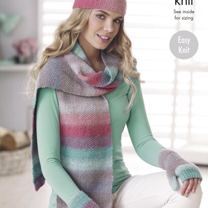 Scarves, Hat, Fingerless Gloves, Headband & Neck Warmer in King Cole Sprite DK - 4694 - Downloadable PDF