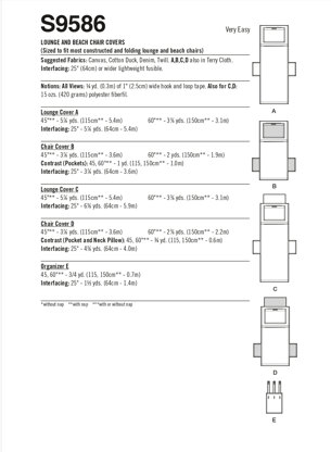 Simplicity Lounge and Beach Chair Covers S9586 - Paper Pattern, Size One Size Only
