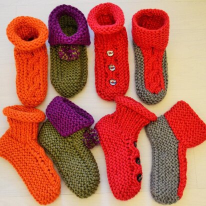 Chunky Slipper Socks 4 styles - knitting pattern