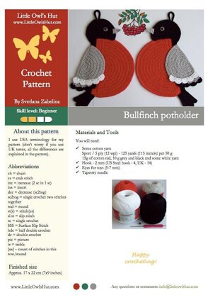 030 Bullfinch potholder decor