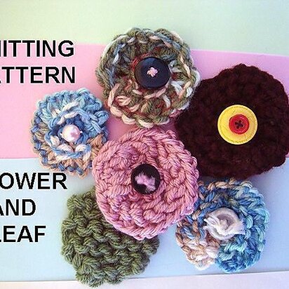 688 knit flower and leaf, beginner level