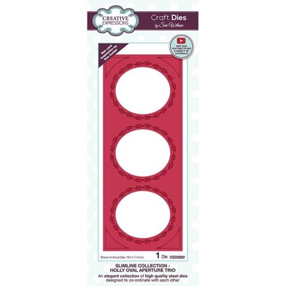 Creative Expressions Sue Wilson Slimline Holly Oval Aperture Trio Craft Die