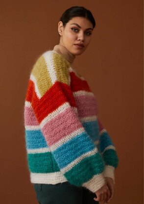 Crochet Striped Sweater - Crochet Pattern for Women in Debbie Bliss Nell by Debbie Bliss