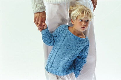 Child’s Blue Sweater with Relief Pattern and Cables in Schachenmayr Sun City - 6053 - Downloadable PDF