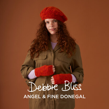 Nancy Beret & Hand Warmers - Free Knitting Pattern for Women in Debbie Bliss Fine Donegal & Angel