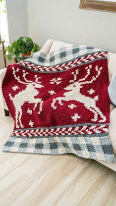 Prancing Deer Crochet Blanket