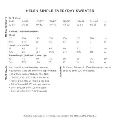 Helen Simple Everyday Sweater - Jumper Knitting Pattern for Women in Debbie Bliss Nell