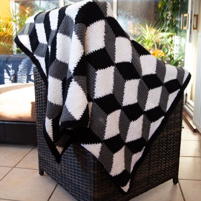 Tumbling Blocks Blanket in Deramores Studio Chunky Acrylic - Downloadable PDF