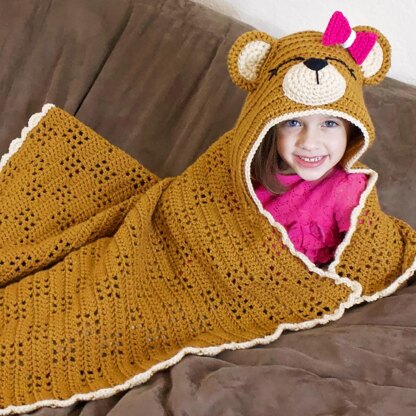 Panda & Teddy Bear Hooded Blanket