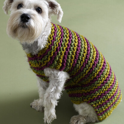 City Stripes Dog Sweater in Lion Brand Wool-Ease Thick & Quick - 80933AD - knitting pattern